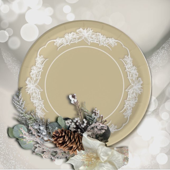 Sheer Poinsettia Lace on Gold Paper Plate (Creator Uploaded)
