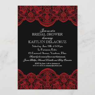Sheer Red Lace Bridal Shower Invitation