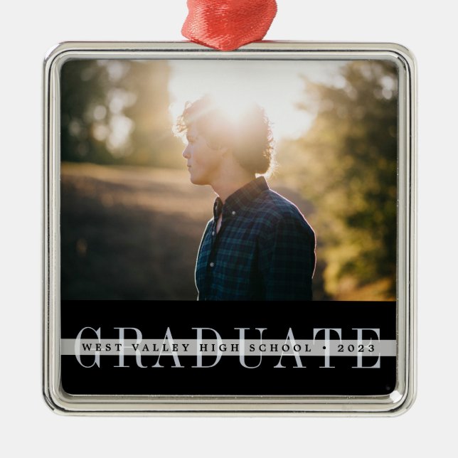 Sheer Stripe | Graduation Photo Metal Tree Decoration (Front)