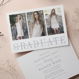 Sheer Stripe   Multi Photo Graduation Party Invitation