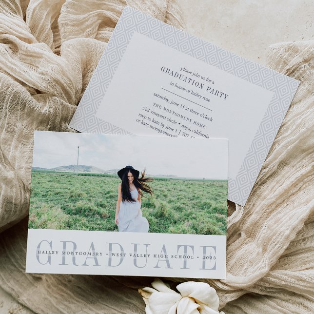 Sheer Stripe | Photo Graduation Party Invitation (Creator Uploaded)