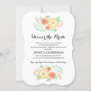 Sheer Summer Flowers Bridal Shower Invitation