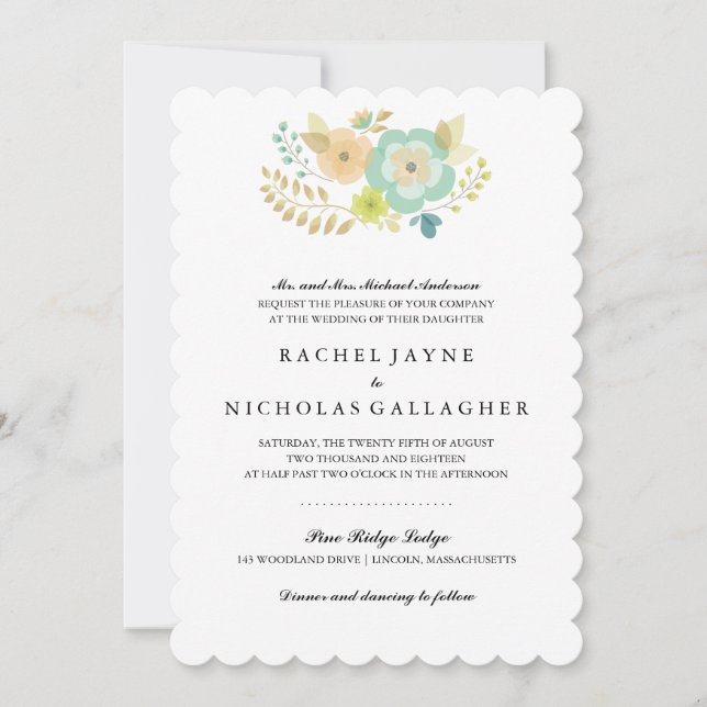 Sheer Summer Flowers | Wedding Invitation (Front)