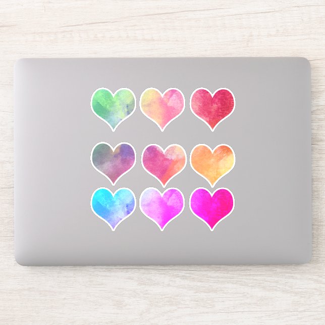 sheet/9 Colourful Heart Shaped Cut-out Decals (Computer)
