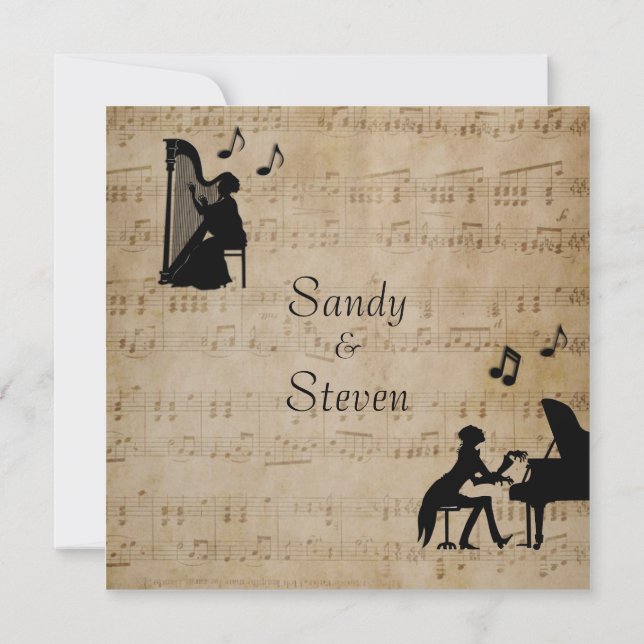 Sheet Classical Music Theme Wedding Invitation (Back)