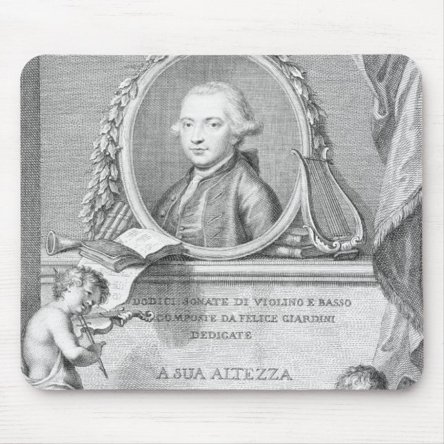 Sheet Cover with a portrait of Felice Giardini Mouse Pad (Front)