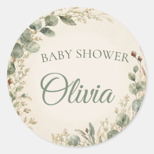 Sheet:Elegant Rustic Eucalyptus Baby Shower Seals