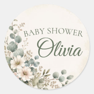 Sheet:Eucalyptus Baby Shower Floral Envelope Seals