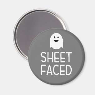 Sheet Faced Funny Halloween Party with Cute Ghost Magnet