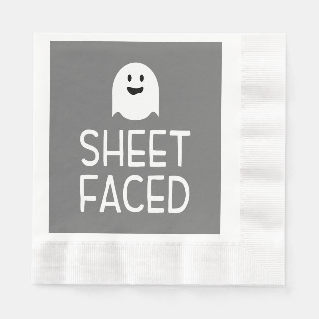 Sheet Faced Funny Halloween Party with Cute Ghost Napkin (Front)