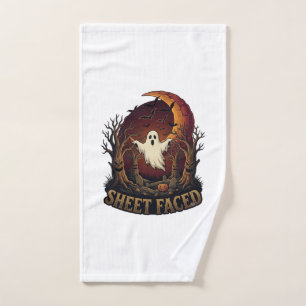 Sheet Faced Ghost Halloween Spooky Trees Moon_1 Hand Towel