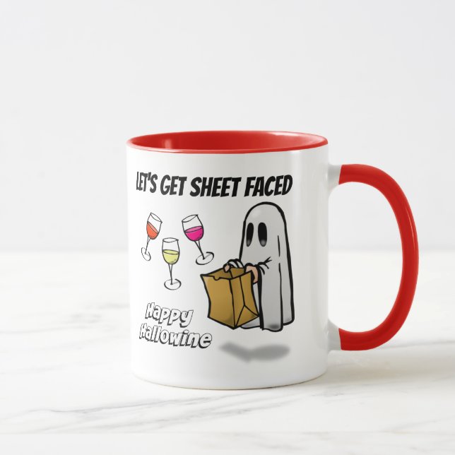 Sheet Faced Ghost Happy Hallowine Mug (Right)