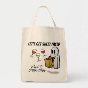 Sheet Faced Ghost Happy Hallowine Tote Bag