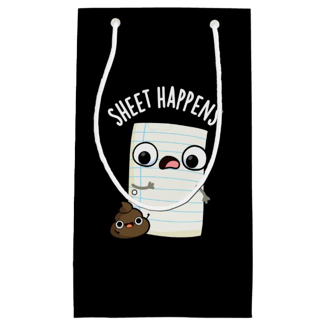 Sheet Happens Funny Paper Pun Dark BG Small Gift Bag (Front)