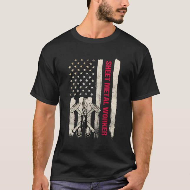 Sheet Metal Worker On Back Of T-Shirt (Front)