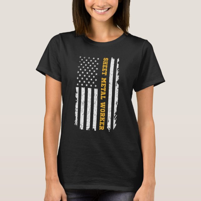 Sheet Metal Workers Us Flag T-Shirt (Front)