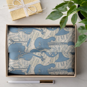 Sheet Music and Instruments Blue/Ivory ID481