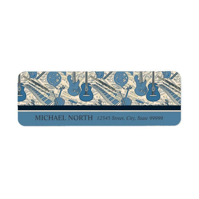 Sheet Music and Instruments Blue/Ivory ID481 (Front)