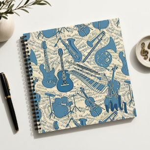 Sheet Music and Instruments Blue/Ivory ID481 Notebook