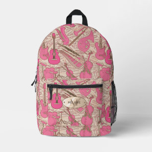 Sheet Music and Instruments Pink/Ivory ID481 Printed Backpack