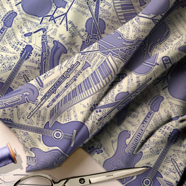 Sheet Music and Instruments Purple/Ivory ID481 Fabric (Creator Uploaded)