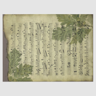 Sheet Music and Leaves on Distressed Decoupage