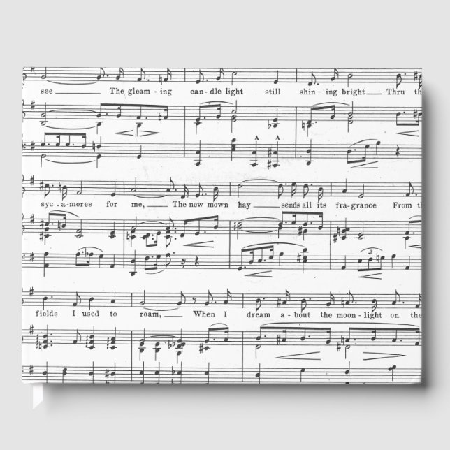 Sheet Music Black and White Pattern Guest Book (Front)