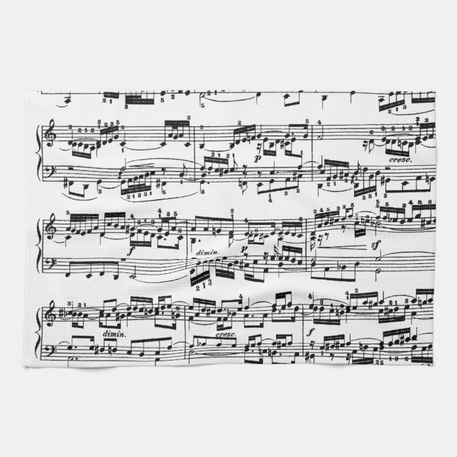 Sheet Music by Bach Tea Towel (Horizontal)