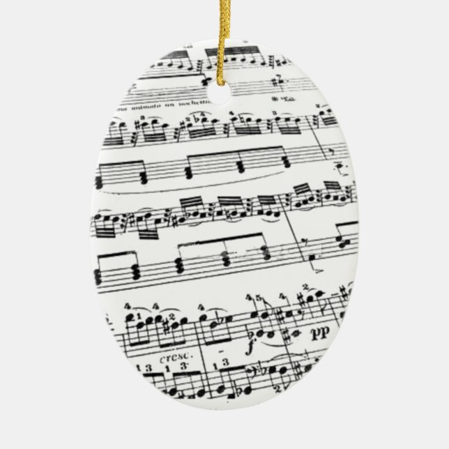 Sheet Music Ceramic Tree Decoration (Front)