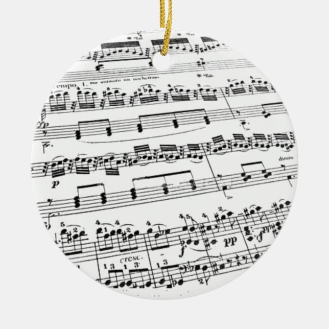 Sheet Music Ceramic Tree Decoration (Front)