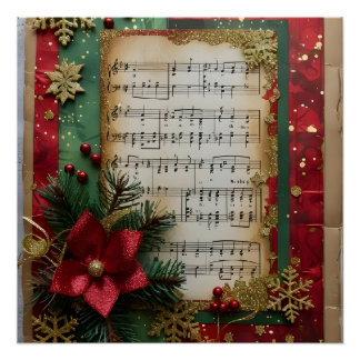 Sheet Music Christmas Scrape Book Paper  Poster