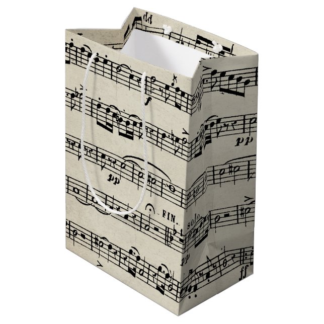 Sheet Music Design Medium Gift Bag (Back Angled)