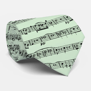 Sheet Music Design On Green Tie