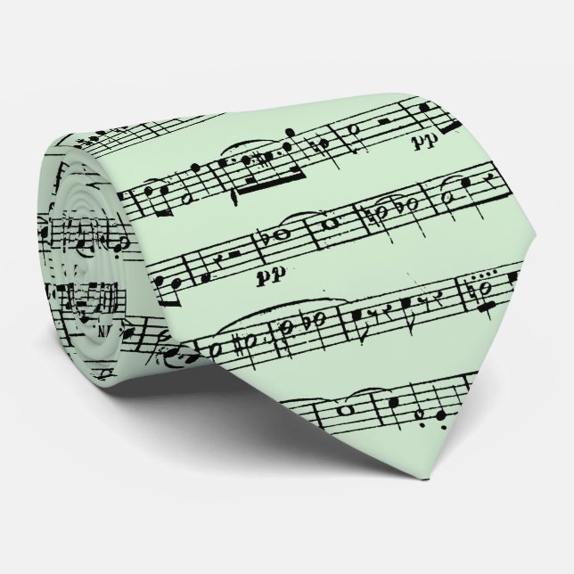 Sheet Music Design On Green Tie (Rolled)