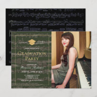 Sheet Music Green Gold Photo Graduation Party