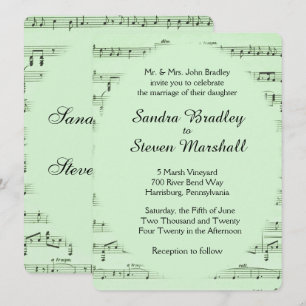 Sheet Music Green Wedding Invitation