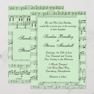 Sheet Music Green Wedding Invitation