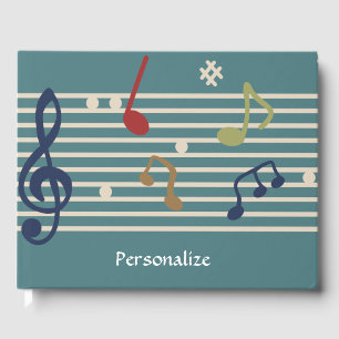 Sheet Music Musical Notes Trendy Personalized Guest Book