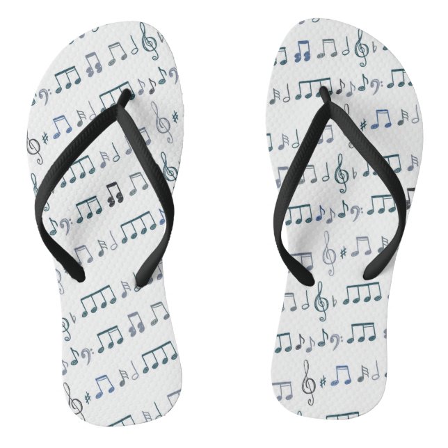Sheet music notes doodle drawing design jandals (Footbed)