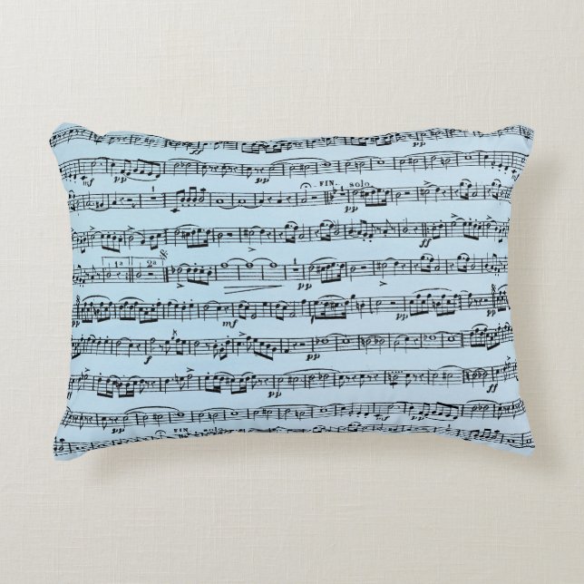 Sheet Music On Blue Decorative Cushion (Front)