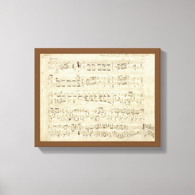 Sheet Music on Parchment Handwritten in Ink Canvas Print (Front)