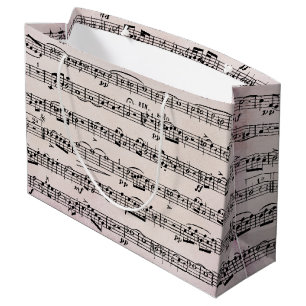 Sheet Music On Pink Vintage Paper Large Gift Bag