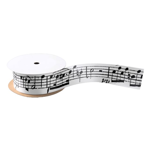 Sheet Music on White  Satin Ribbon (Spool)