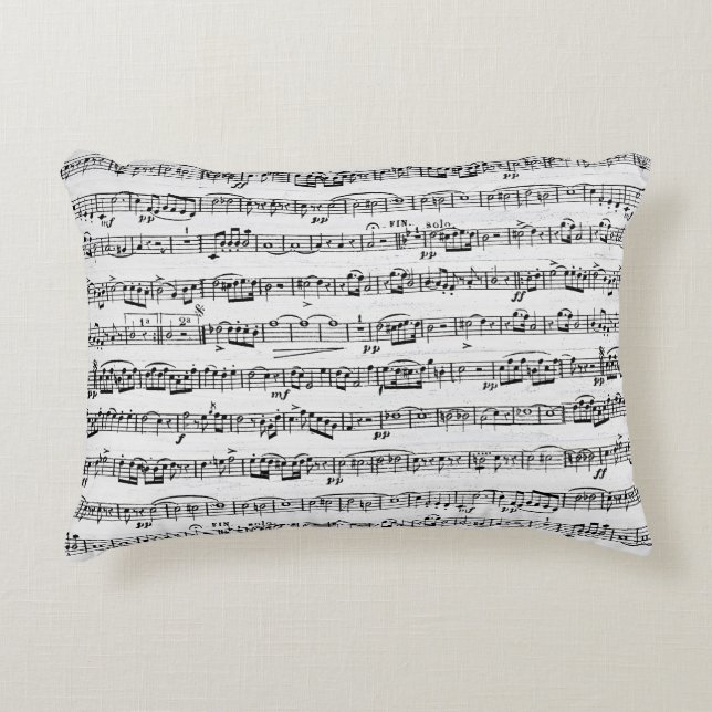 Sheet Music On Whitewashed Wood Decorative Cushion (Front)