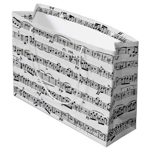 Sheet Music On Whitewashed Wood Large Gift Bag