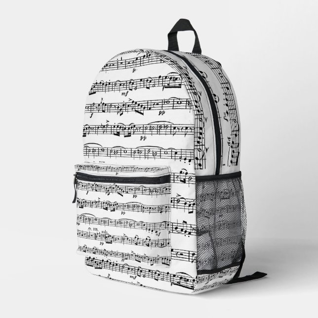 Sheet Music Pattern Printed Backpack (Back Corner Right)