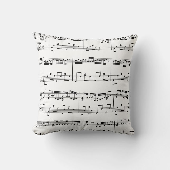 Sheet Music Pillow  Black and White (Front)