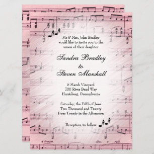 Sheet Music Pink Wedding Invitation 2