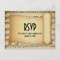Sheet Music RSVP Dinner Choices Postcard