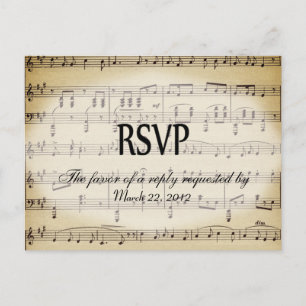 Sheet Music RSVP Dinner Choices Postcard